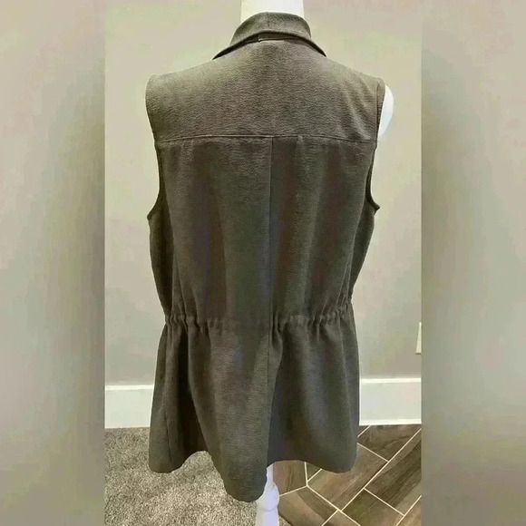 ✨Maurice’s L opening cinch waist vest waterfall open cardigan casual army green - Picture 3 of 6